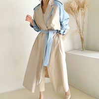 Beige / blue Light Trench coat