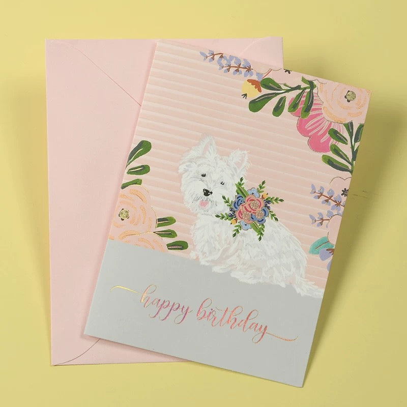 Fancy floral dog birthday card