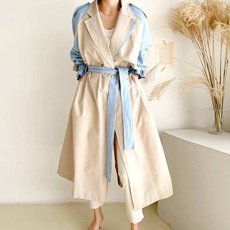 Beige / blue Light Trench coat