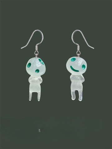 Handmade Glow in the dark sprite figure earrings