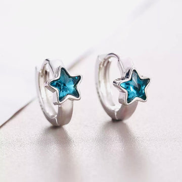 Silver hoop with blue star