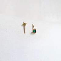 Green gem studs in gold