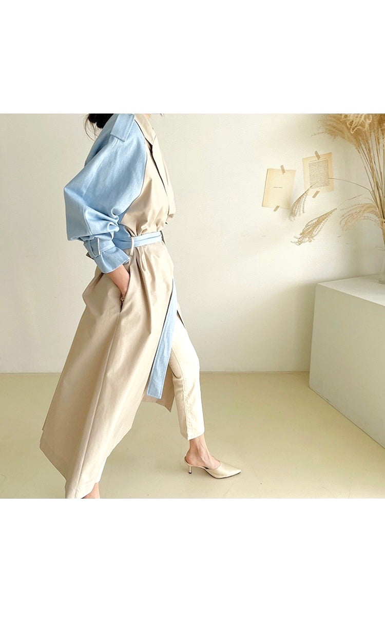 Beige / blue Light Trench coat