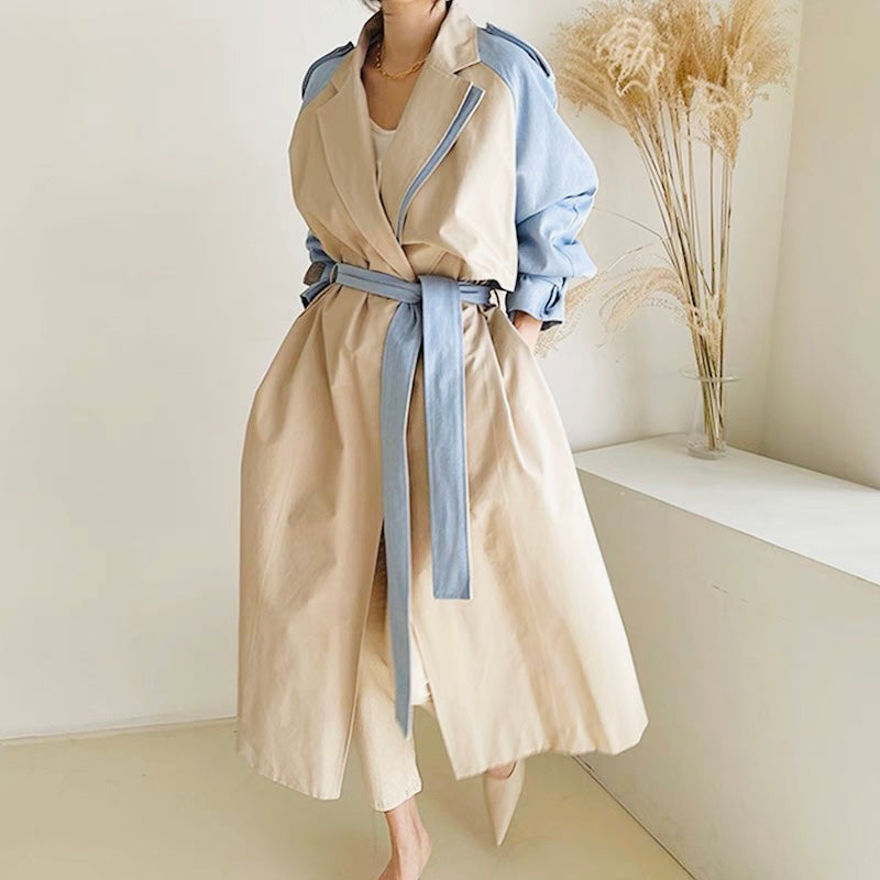 Beige / blue Light Trench coat