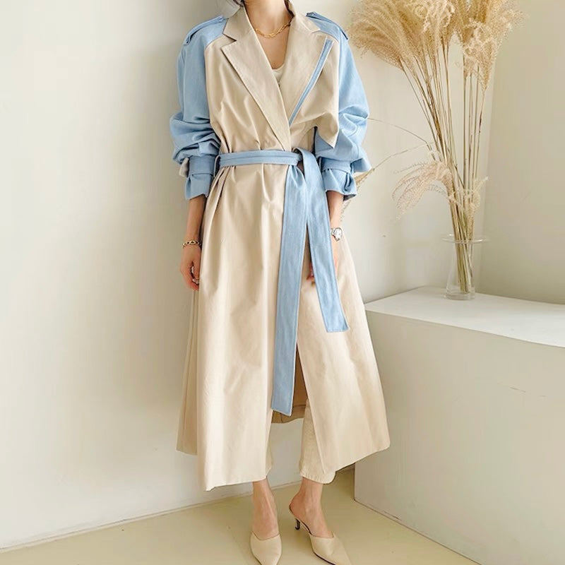 Beige / blue Light Trench coat