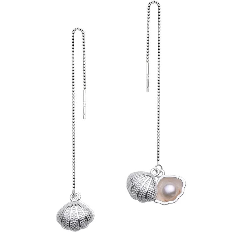 Stunning Seashell & Pearl Drop Earrings