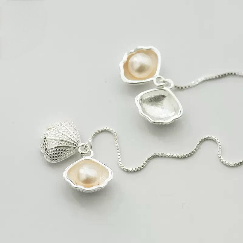 Stunning Seashell & Pearl Drop Earrings