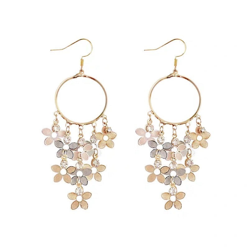 3-tone floral earrings