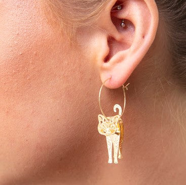 3D Cat hoop earrings