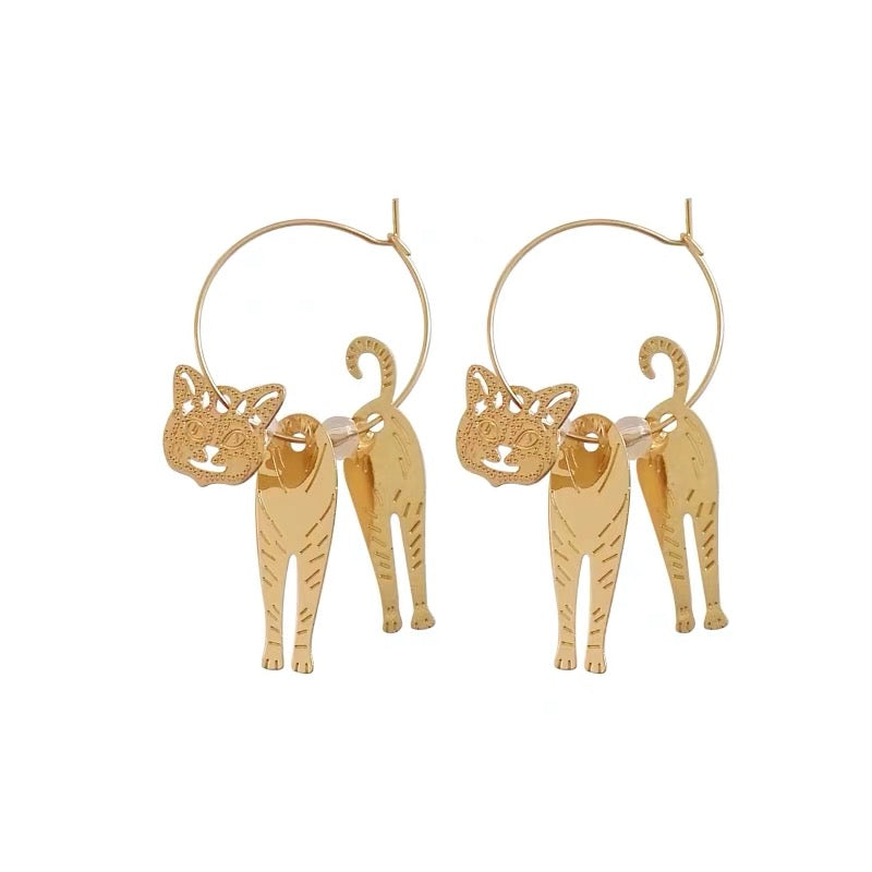 3D Cat hoop earrings