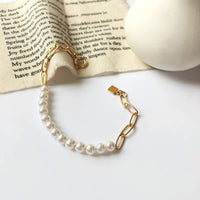 Pearl & paperclip chain bracelet