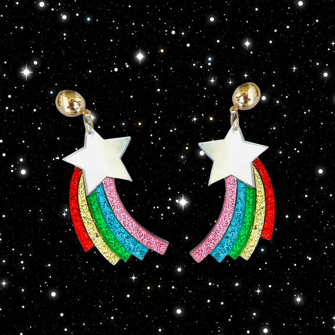 Rainbow Shooting star earrings