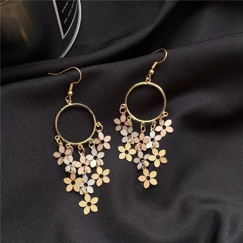 3-tone floral earrings