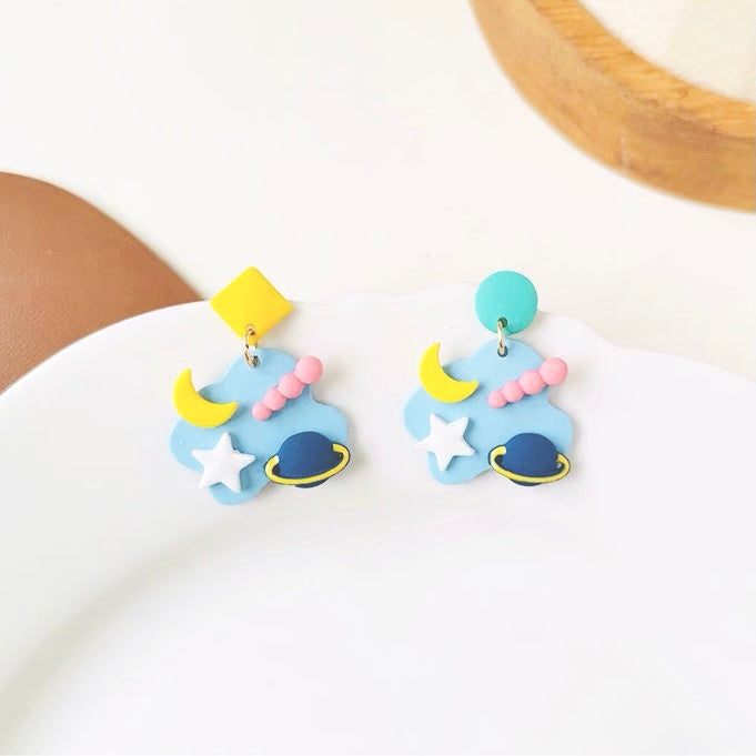 Pastel space earrings