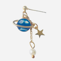 planet space and star pearl drop earrings