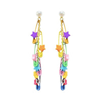 Hanging safety pin & star earrings