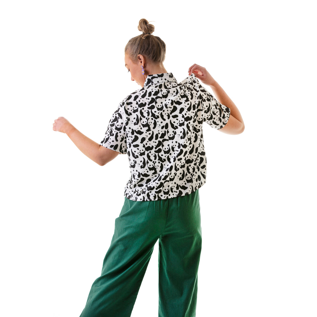 unisex black & white  panda short sleeve shirt