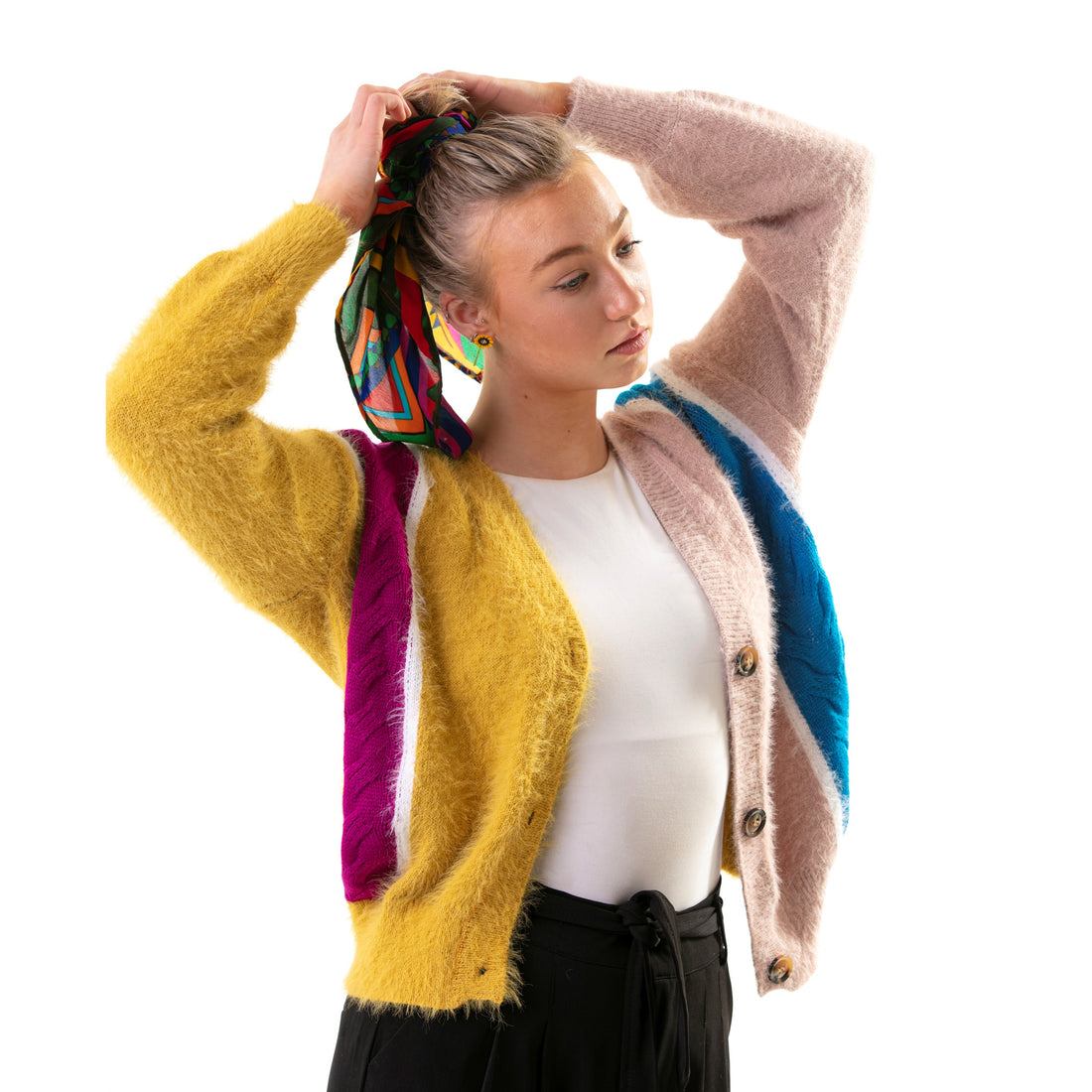 Multi-coloured marshmallow Oversized  CARDIGAN