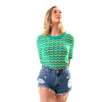 zigzag short sleeve knitwear