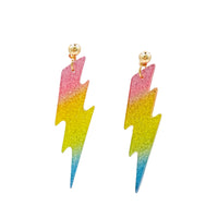 Rainbow lightning-bolt earrings