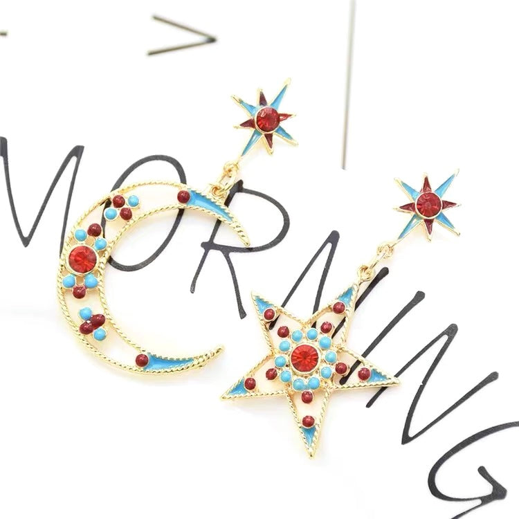 Boho moon & star earrings