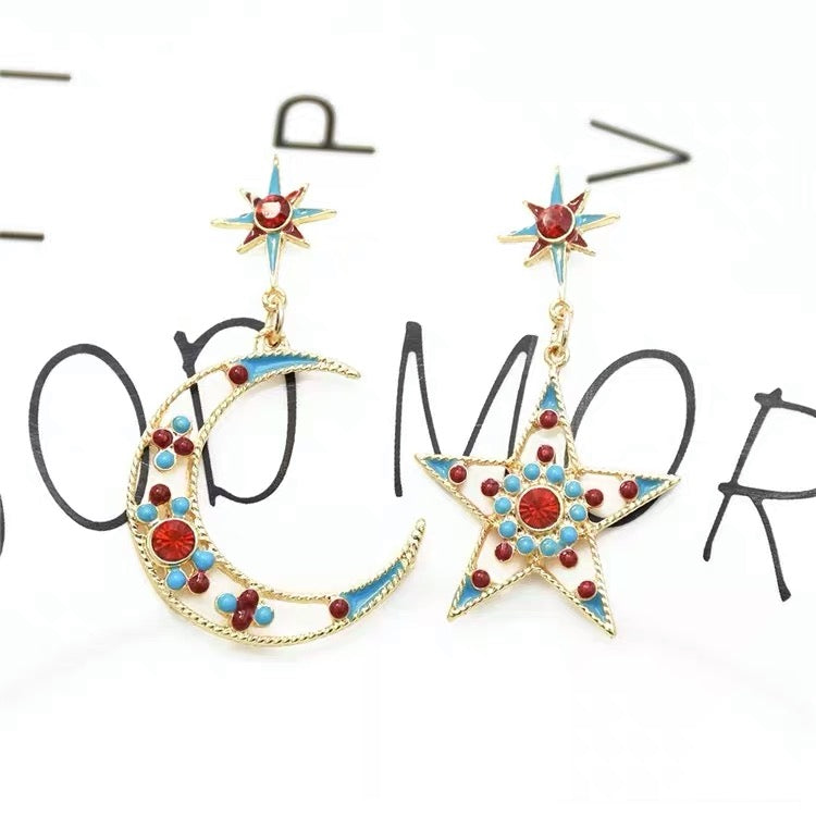 Boho moon & star earrings