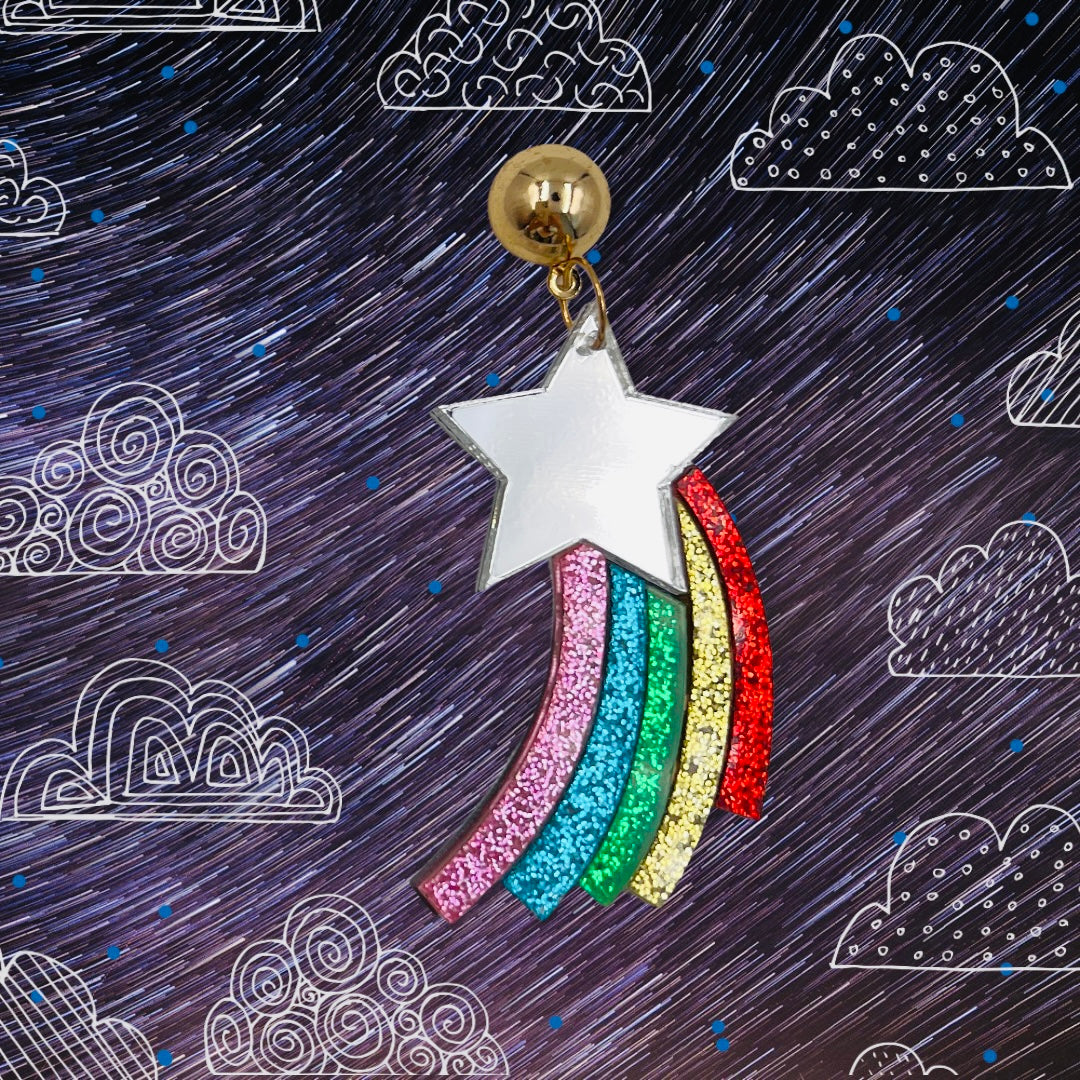 Rainbow Shooting star earrings