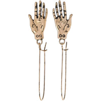 Palm-reading hand earrings