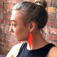 Oversized lightning-bolt earrings