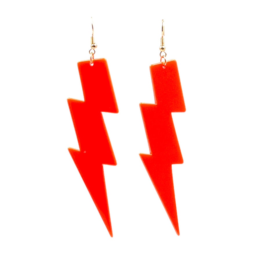 Oversized lightning-bolt earrings