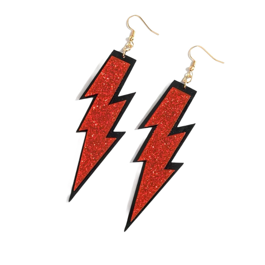 Oversized lightning-bolt earrings