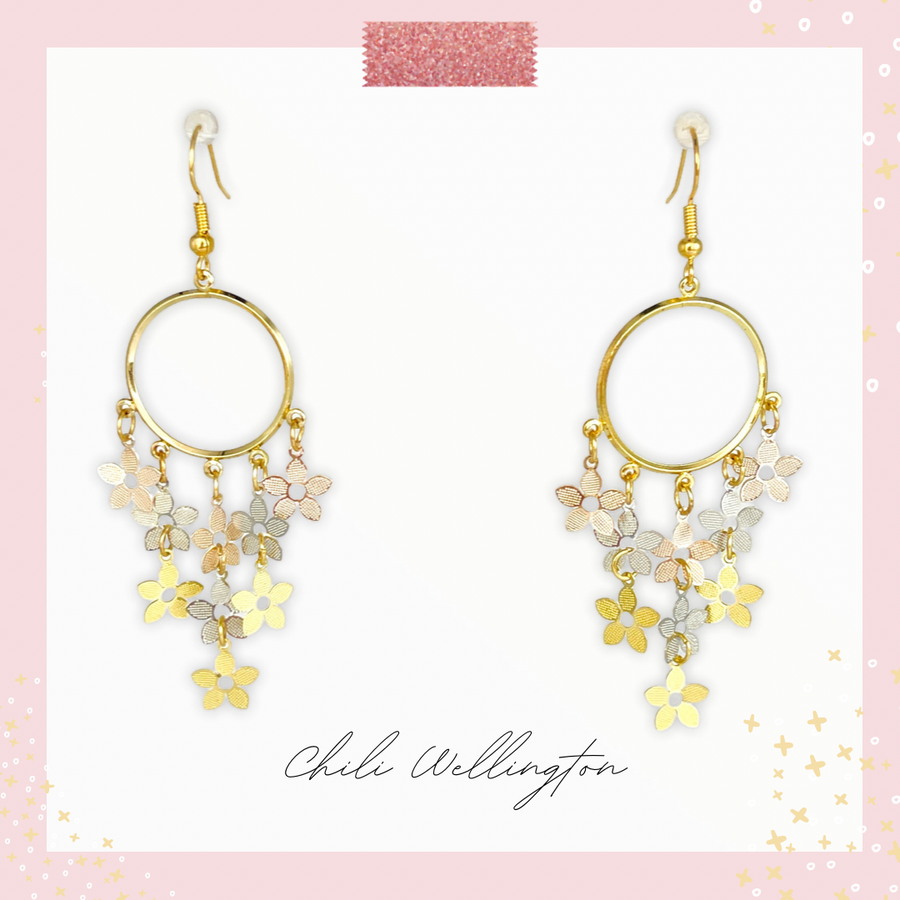 3-tone floral earrings