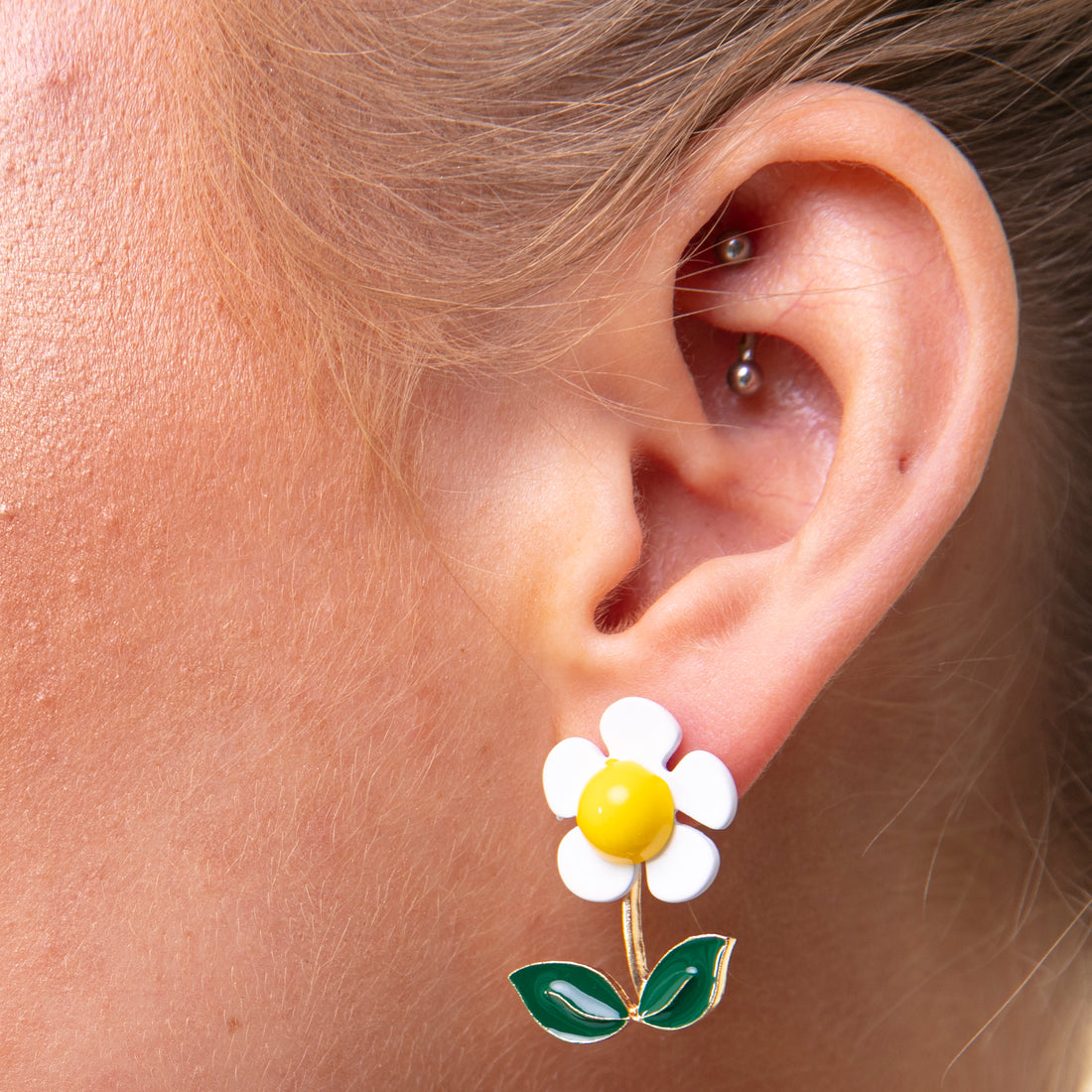 Retro daisy 2-way earrings