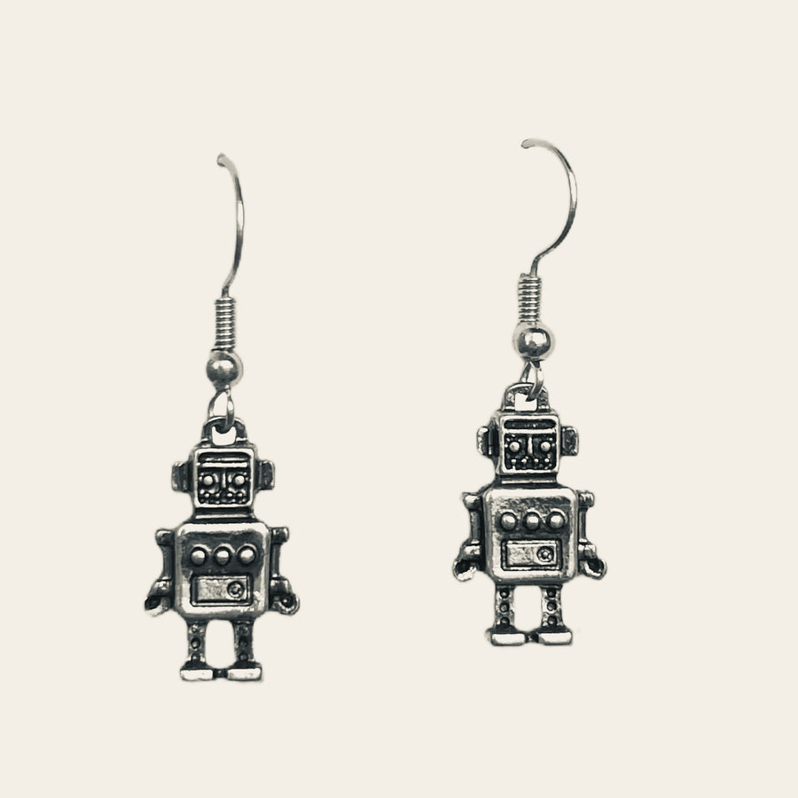 Retro robot earrings