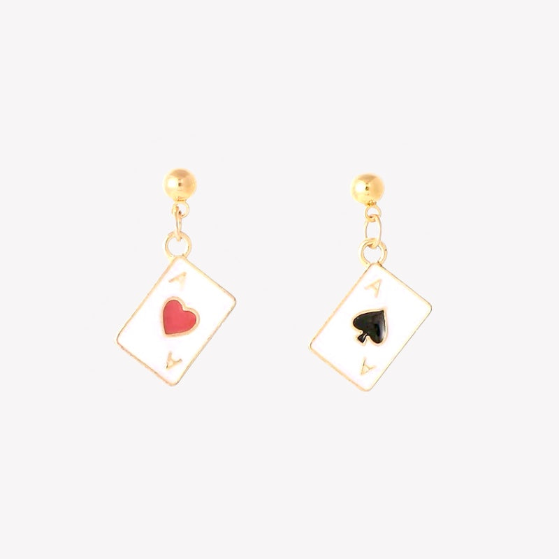 mini playing card drop earrings