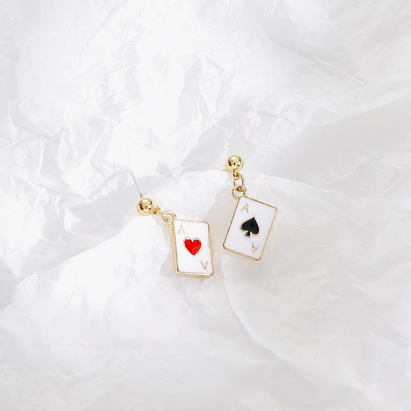 mini playing card drop earrings