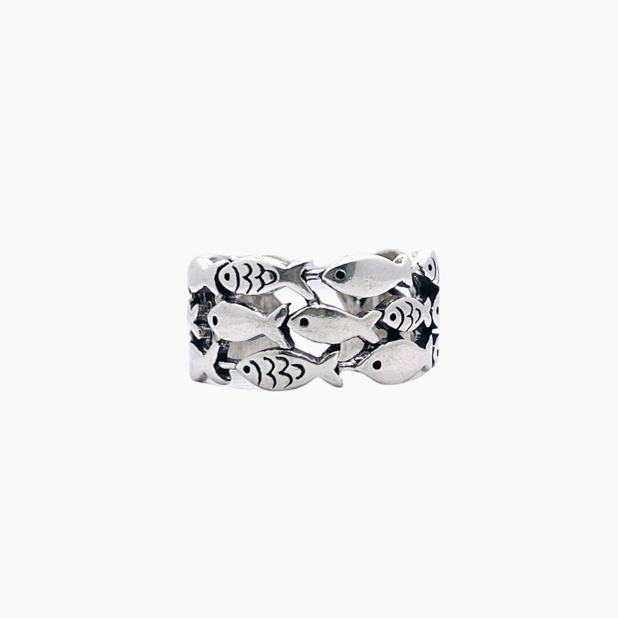 Silver fish ring - adjustable