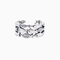 Silver fish ring - adjustable