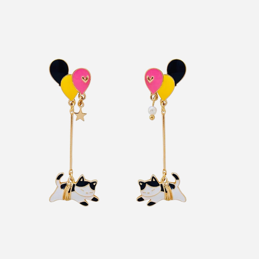 Handmade Ballon cat drop earrings