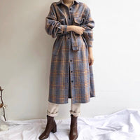 Winter check shirt /dress /coat with belt