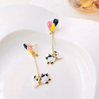 Handmade Ballon cat drop earrings