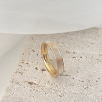 Mother of pearl titanium Steel ring in gold