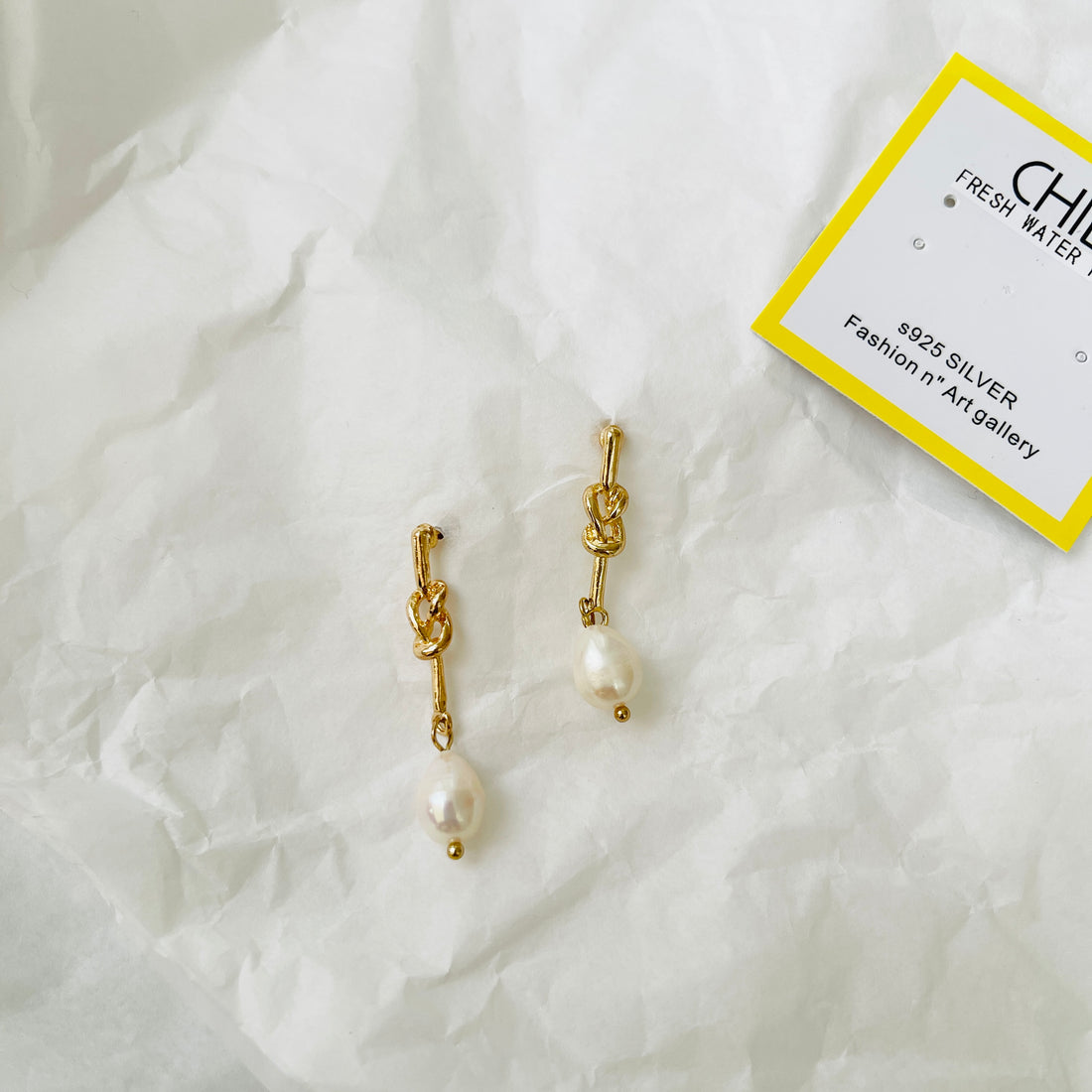 Fresh Water Pearl & Knot Earrings