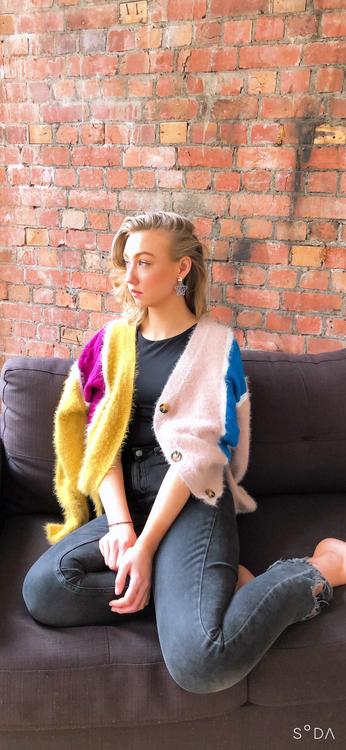 Multi-coloured marshmallow Oversized  CARDIGAN