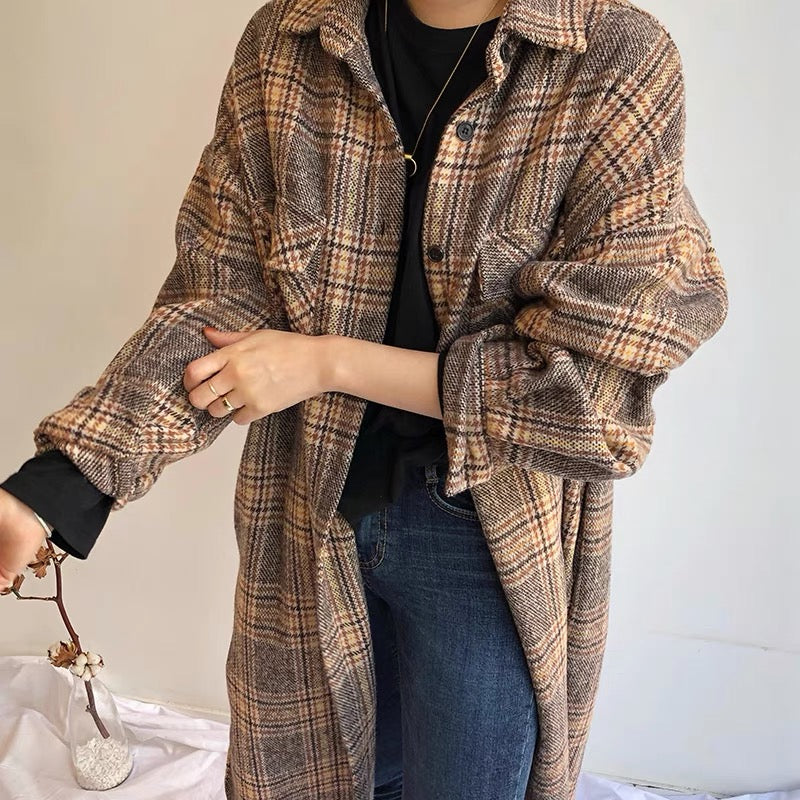 Winter check shirt /dress /coat with belt