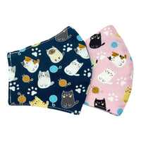 Triple layered cotton linen mask - colourful cats