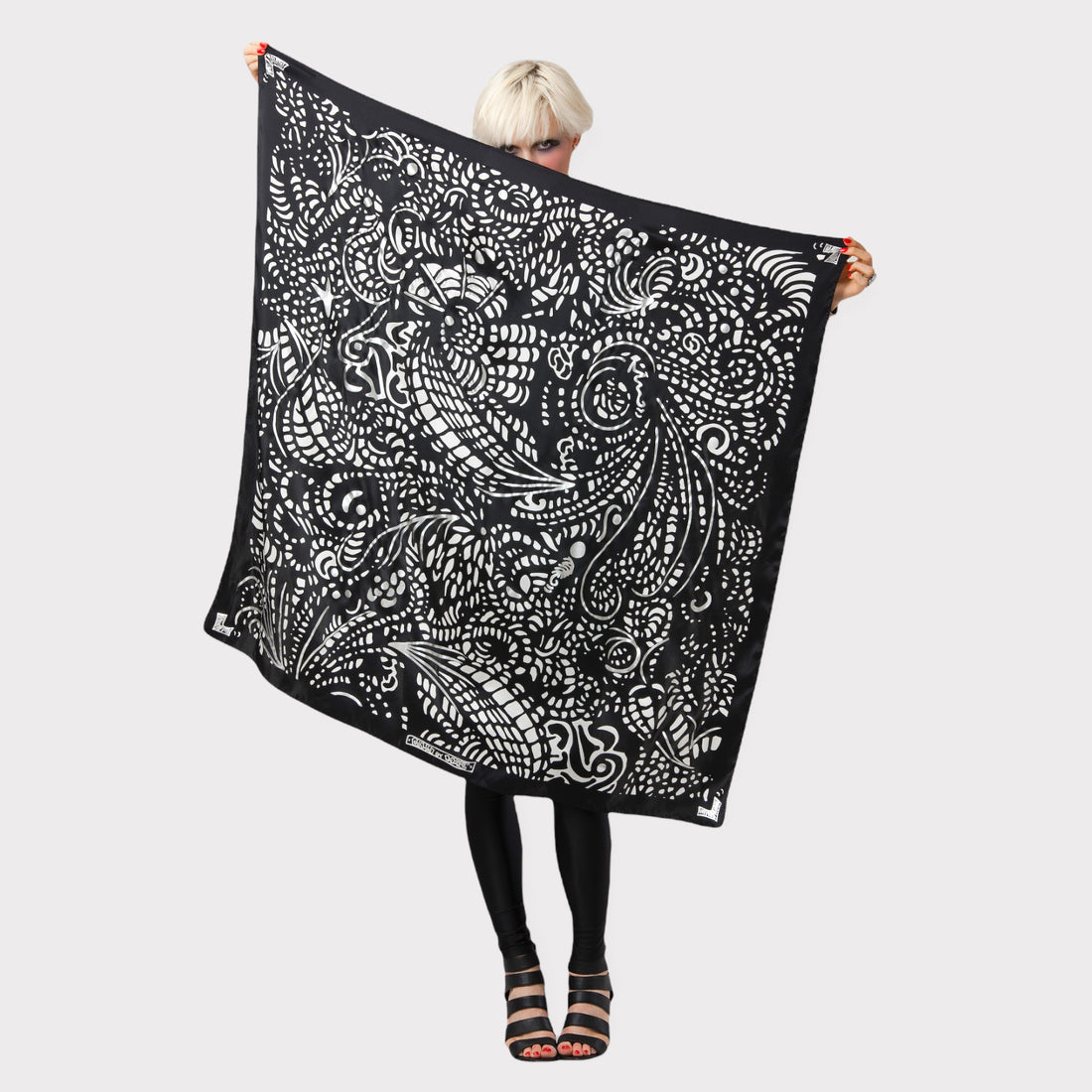 Original CHILI Silk Scarf with silver foil - Ram